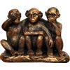 Wanwanzi Set di 3 scimmie sagge - Scimmia 3 in 1 in resina rivestita in bronzo - Non sentire il male, non vedere, non parlare il male, statuette per ufficio e casa, idea regalo