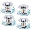 MF artSHOP 4 Pezzi Tappo Lavandino Pop-Up Universale, 34-40 mm, Filtro Scarico Anti-Intasamento in ABS Anti-Clogging, Cromato tappo Pop Up Per Piletta Lavandino