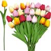 DBAATTZ Finto Tulipano Fiore, 24 Bouquet di Tulipani Artificiali, PU Fiori Artificiali Realistici, Tocco Reale, Fiore Artificiale, Colore Misto, per Casa, Matrimonio, Festa, Giardino, Artigianato (6 Colori)