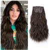 jianjunchaling Extension for capelli con clip, 4 pezzi, for testa intera, 20 pollici, capelli sintetici ricci e ondulati, naturali, for donne Wear and Go(Chestnut Brown)