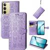 JIUNINE Cover per Realme C71 / Realme C75 / Realme 14x, Custodia Libro in Pelle Portafoglio Flip Case Antiurto con Modello di Cane e Gatto [Porta Carte] [Magnetica] [Interno TPU], Viola