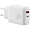 Ewent Caricabatterie Rapido Doppia Porta GaN 45W USB-C PD 3.0 e USB-A QC3.0 Compatto, Carica Veloce per iPhone, MacBook, Samsung, iPad, Tablet, Notebook e Dispositivi Android