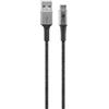 goobay 49297 - Cavo USB-C 15W / 3A extra robusto, in tessuto di alta qualità, con connettori in metallo, 2 m, colore: Grigio siderale