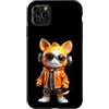 Feline Vibes Studio Custodia per iPhone 11 Pro Max Orange Cat Cuffie DJ Stile Streetwear