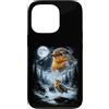 Vintage 90s Moon Robin Bird Lover Custodia per iPhone 13 Pro American Robin Bird Ululando alla Luna 90's Retro Birdwatcher
