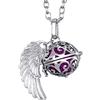 Morella Catenina Donna Angelo Custode in Acciaio Inox 70 cm con Ciondolo ad Ali di Angelo e Sfera Lilla Ø 16 mm in Sacchetto di Velluto