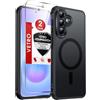 LeYi Cover Magnetica per Samsung Galaxy A57 5G con 2 Pezzi Vetro Temperato, Custodia per A 57 Traslucida Opaca Anti-Impronte Resistente ai Graffi Paraurti in TPU Antiurto Protettiva Case, Nero