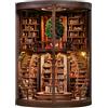 Teoryieer Wooden Booknook, Diy 3D Book Nook con Luce LED con Copertura Antipolvere, Fermalibri ad Anello Retro Smart Tree, Ideale Come Regalo per Appassionati del Fai da te, Mogli, Amici e Giovani