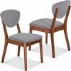 Shally Dogan Set 2 Sedie da Pranzo in Legno Scuro Rivestimento in Tessuto Grigio 52x47x84 cm
