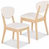Shally Dogan Set 2 Sedie da Pranzo in Legno Chiaro Rivestimento in Tessuto Crema 52x47x84 cm