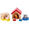 Hape Family Pets Complete Your Wooden Dolls House with Happy Dog, Cat, Bunny P