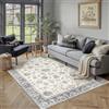 PureCozy Vintage Tappeto Salotto 160x230cm Blu Bianco Soggiorno Antiscivolo Lavabile in Lavatrice Tappeti Camera da Letto Grande Ufficio Tapette Cameretta Bambino Carpet Pelo Corto Rug