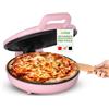 NutriChef Forno Pizza 1500 Watt Antiaderente, Cuoci Pizza 30 cm, Uova, Toast, Pancake, Piadina, Manici Termici Salvaspazio, 80-200°C, Pizza Fatta in Casa Croccante, Pizza Surgelata, Pizzaiolo, Rosa