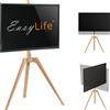 EasyLife - STAFFELEI Supporto TV in legno a treppiede da 45 a 65 pollici, girevole e regolabile in altezza - VESA fino a 400x400 (nero/faggio)
