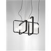 Vistosi GROOVE SOSPENSIONE 3B BIANCO SATINATO MONTATURA ANTRACITE 4 LUCI ATTACCO E14