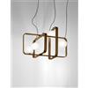 Vistosi GROOVE SOSPENSIONE 3B BIANCO SATINATO MONTATURA BRONZO OPACO LUCI 4 LUCI ATTACCO E14