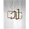 Vistosi GROOVE SOSPENSIONE 3B BIANCO SFUMATO MONTATURA BRONZO OPACO LUCI 4 LUCI ATTACCO E14