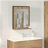 PUGYNBK Specchio da parete rettangolare 50 x 12 x 60 cm con ripiano in legno e vetro, design moderno per bagno, soggiorno o corridoio, riflesso chiaro per lo stile e la decorazione quotidiani.