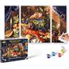 Schipper 609260864 - Dipingere con i Numeri, per Adulti, con pennelli e Colori acrilici, trittico, 50 x 80 cm