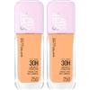 Maybelline New York Fondotinta Coprente Liquido Lunga Tenuta Superstay Lumi Matte 30H Coprenza Modulabile Waterproof No Transfer Copertura Medio-Alta Colore 250 con Amminoacidi - 2 Flaconi da 30ml