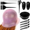 Tiugbjkgk 12 Pz Cuffia per Meches per Parrucchiere e Ganci Set, Cuffia Meches Capelli Fai Da Te in Silicone con Fori, Kit per Cuffie e Ganci, inclusi Fermagli per Capelli/Tavolozza/Maschere per Orecchie, ecc.