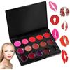 Generic Palette di opachi | Set da trucco impermeabile in 15 colori, colori labbra pigmentati lisci, kit cosmetico a lunga durata, antiaderente, impermeabile | Palette di bellezza professionale per