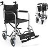 QUIRUMED Carrozzina da casa, larghezza seduta 41 cm, carrozzina da transito, leggera, pieghevole, tasca porta documenti, per anziani, per disabili