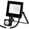 Aigostar Faro proiettore Led Slim 20W Nero da esterno IP65 Bianco neutro 4000K con sensore crepuscolare e di movimento Aigostar