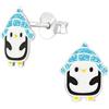 Monkimau Orecchini per bambini a forma di pinguino, argento 925, gioielli per bambine, ipoallergenici e senza nichel, idea regalo orecchini per bambini