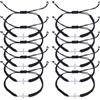 UNICRAFTALE 10pcs Braccialetto dell'amicizia croce fatto a mano bracciale intrecciato in corda nera bracciale regolabile braccialetti di coppia per donne uomini braccialetto abbinato per regali di