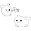 Monkimau Orecchini a bottone per bambini in argento sterling 925 con foca e resina epossidica, leggeri, ipoallergenici, 9 mm x 8 mm, orecchini regalo per bambine e bambini
