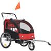 HOMCOM Rimorchio per bicicletta per bambini 2 in 1 con cintura di sicurezza a 5 punti, riflettori, bandiera e tendina antivento, rosso | Aosom Italy