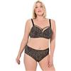 Ulla Popken TruYou Reggiseno Ferretto, Coppe morbide, Design Animalier Nero 110F 835627100-110F