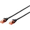 DIGITUS Cavo LAN Cat 6 - 0,25 m - U/UTP non schermato - 1 Gbit/s - 250 MHz - PoE++ - AWG 27/7 - LSZH - Cavo di rete RJ45 - Cavo patch - Compatibile con Cat6A e Cat5e - Nero