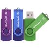 SIMMAX Chiavetta USB 3 pezzi 16GB Girevole Pendrive USB 2.0 Unità Memoria Flash (16GB Viola Blu Verde)