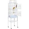 Yaheetech Gabbia Voliera per Uccelli Pappagalli Inseparabili Calopsite Parrochetti in Metallo con Piedistallo Ruote e Tetto Apribile 46 x 35,3 x 150,6 cm Bianca