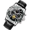 Opilroyn Orologio multifunzione da uomo - Cronografo sportivo militare Movimento automatico con bilanciere di alta qualità, design a tema costellazioni | Impermeabile, luminescente, analogico, cinturino in pel
