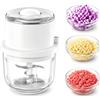 PracFlairy Tritatutto elettrico, mini robot da cucina da 350 ml, ciotola in vetro spesso, tritatutto portatile con 6 lame in acciaio inox, tritacarne cipolle per aglio, peperoncino, zenzero, noci
