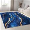 Generic Motivi Dorati Tappeto 60x90 cm Antiscivolo Morbido Increspature D'Acqua Blu 3d Tappeto Pelo Corto Tappeti Lavabili in Lavatrice Adatto per Ingressi Corridoi e Porte d'Ingresso a-1149