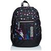 Seven Zaino Advanced - DANCE PARTY, Nero, Doppio Scomparto, Tasche multifunzione, Tasca porta pc, Per bambini e ragazzi, Scuola e tempo libero