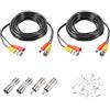 QUARKZMAN Cavo Video E Alimentazione BNC, 3m/10ft Cavo Tutto-In-Uno Per Telecamere Di Sicurezza Cavo Di Estensione DC Per Installazione Sistema CCTV DVR Telecamera Plug & Play, 2 Set Nero