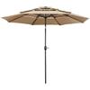 Yaheetech Ombrellone da Giardino Esterno a 3 Strati 324 cm con Manovella 8 Stecche Parasole Protezione Solare Reclinabile per Spiaggia Balcone Terrazzo Ecrù
