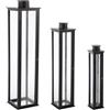Bizzotto Set 3 Lanterne Torsti Nero Legno, Vetro e Metallo