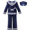 ReliBeauty Costume de Marinaio Bambino Carnevale con Cappello, 100