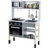 Theo Klein 7199 Cucina Miele, Cucina in legno bianca incl. piano di cottura con suono e luce, Giocattolo per bambini a partire dai 3 anni di età