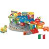VTech Vroom Vroom Go - Il Mio Primo Garage Interattivo, Pista Macchinine con Garage Parlante, Incluso Veicolo Elettronico per Rimorchio, Pista Macchine con 9 Zone Magiche, Lingua Italiana, 1-5 Anni