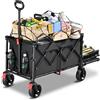 YEAUPE PRO Carrello Spiaggia, Carrello Pieghevole con Ruote - Doppi freni ant., ruote grandi, manico reg., post. aprib. oggetti lunghi - per campeggio/spiaggia, 160-240L, Nero Lucido