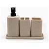 ZCCZ Set di accessori beige per il bagno - Kit completo con dispenser sapone, portaspazzolino e vassoio - Organizer perfetto per mantenere ordine e stile negli spazi bagno