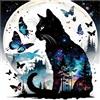 Bowetile Diamond Painting Art Kits Farfalla e Gatto, Pittura 5D Diamante Halloween Animale Fai da Te per Adulti, Principianti con Strass Ricamo a Punto Croce, Decorazione Casa e Pareti 30x30 cm