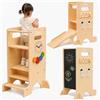 Olvy Kids 4-in-1 Montessori Torretta Apprendimento - Learning Tower - Scaletta Legno - Scaletta Bambini 4 Gradini - Torre Cucina Bambini